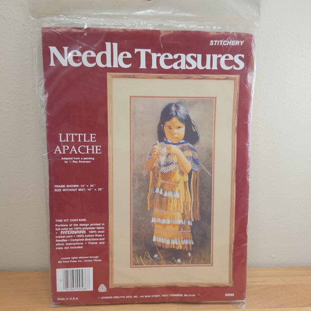 Vintage Needle Treasures Stitchery Crewel Embroidery Kit- Little Apache- 14"x24"